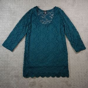 Green Floral Lace Top